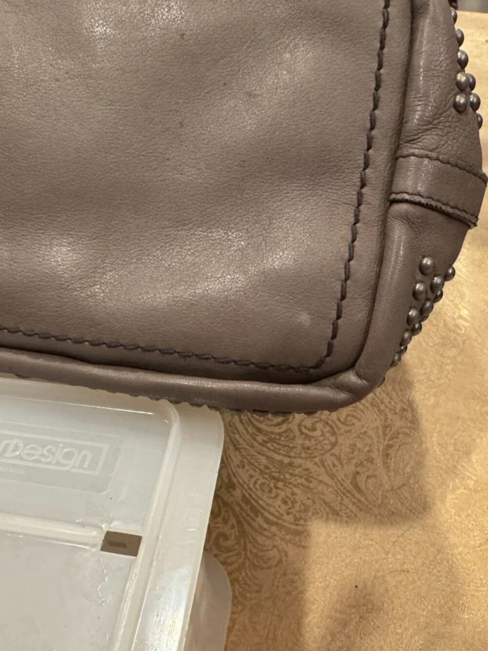 Bally Limited Release Macy Studded Leather Tote Grey Luxury - Picture 13 of 16